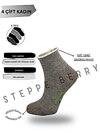 4'lü Kadın Lastiksiz Rahat Kısa Konç Diyabet Ve Anne Bambu Çorap