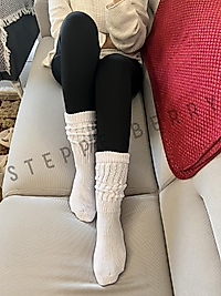Beyaz Kalın Slouchy Çorap