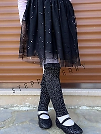 Simli Siyah Renkli Çocuk Tozluk Çorap