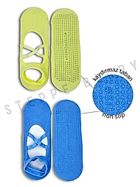 2 Çift Çapraz Bantlı Premium Pilates ve Yoga Çorabı