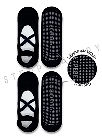 2 Çift Çapraz Bantlı Premium Pilates ve Yoga Çorabı